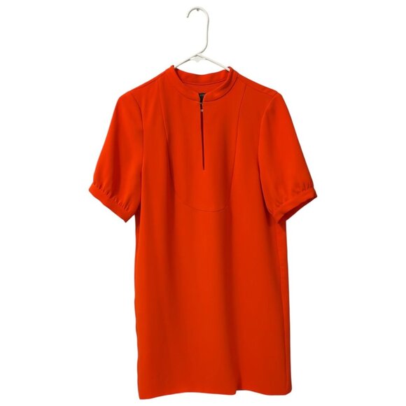 J.Crew Women's Orange Shift Dress Short Sleeve Front Keyhole Neck Size 4 - Picture 3 of 8